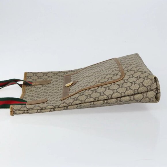 GUCCI GG Plus Supreme Web Sherry Line Tote Bag PVC Beige Gold - Picture 6 of 16